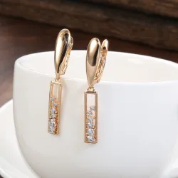 Elegante lange oorbellen - rosé goud / kristallenOorbellen