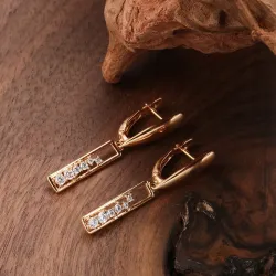Elegante lange oorbellen - rosé goud / kristallenOorbellen