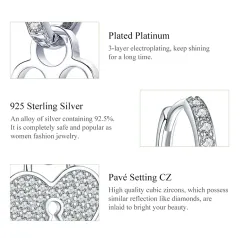 Boucles d'oreilles asymétriques en argent - coeur / clé - avec cristaux - argent sterling 925