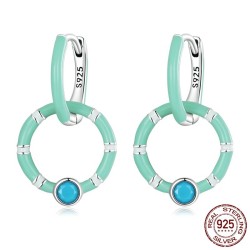 Boucles d'oreilles double anneau turquoise - Argent 925