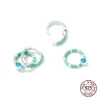Turquoise oorbellen met dubbele ring - 925 sterling zilverOorbellen