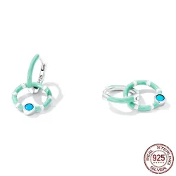 Turquoise oorbellen met dubbele ring - 925 sterling zilverOorbellen