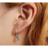 Onregelmatige lange oorbellen - vierkante groene zirkoon - 925 sterling zilverOorbellen
