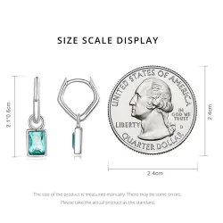 Onregelmatige lange oorbellen - vierkante groene zirkoon - 925 sterling zilverOorbellen