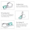 Onregelmatige lange oorbellen - vierkante groene zirkoon - 925 sterling zilverOorbellen