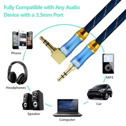 Câble audio AUX jack 35 mm - mâle à mâle - 90 degrés - angle droit