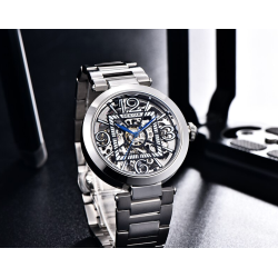 BENYAR - montre mécanique automatique - design évidé - acier inoxydable - noir