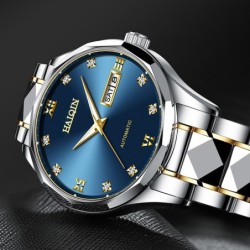 HAIQIN - montre mécanique automatique - acier inoxydable - or / bleu