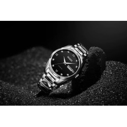HAIQIN - mechanisch automatisch horloge - edelstaal - zilver/zwartHorloges