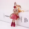 Crystal long-ears rabbit / flowers - keychainKeyrings