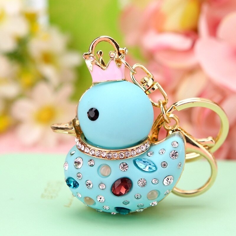 Duck with crown / crystals - keychainKeyrings