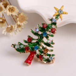 Christmas tree - with star / crystals - broochBroches