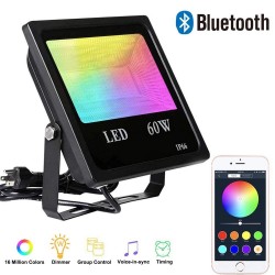 60W - Bluetooth - RGB - Projecteur LED - Réflecteur extérieur avec musique