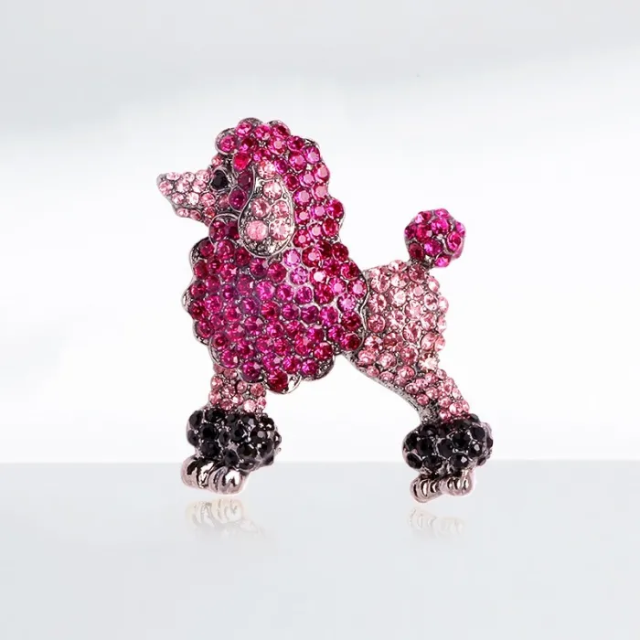 Chien caniche en cristal - broche