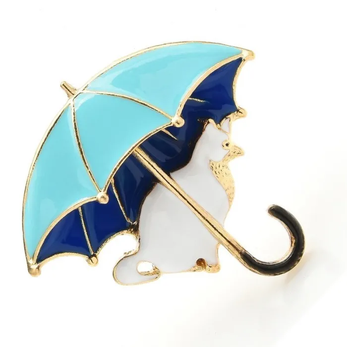 Chat sous parapluie - broche