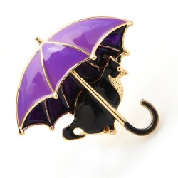 Kat onder paraplu - brocheBroches