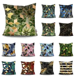 Housse de coussin déco - feuilles - ananas - palmiers - 45 cm * 45 cm