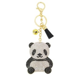Panda cristal / pompon - porte-clés