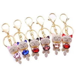 Porte-clés chat en cristal