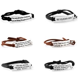 Leren armband - inspirerende berichten - unisexArmbanden