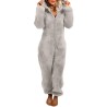 Pyjama long d'hiver - barboteuse en peluche - avec fermeture éclair / capuche