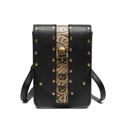 Small leather shoulder bag - punk style - skull / rivetsBags
