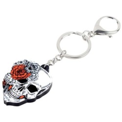 Crâne d'Halloween avec des roses - porte-clés en acrylique