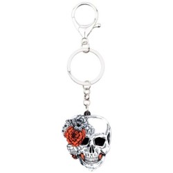 Halloween schedel met rozen - sleutelhanger van acrylSleutelhangers