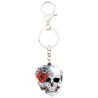 Crâne d'Halloween avec des roses - porte-clés en acrylique