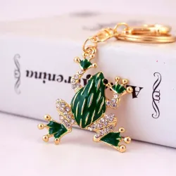 Grenouille en cristal vert - porte-clés