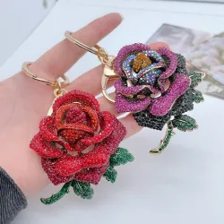 Rose en cristal - porte-clés