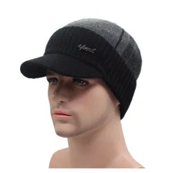 Bonnet d'hiver en laine pour hommes avec visière