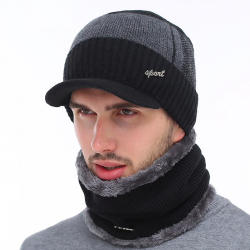 Bonnet d'hiver pour homme avec écharpe - ensemble