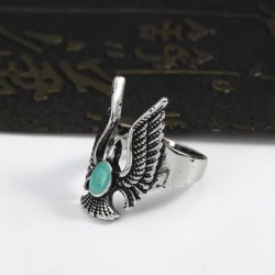 Retro ring - eagle with blue stone