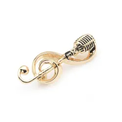 Gouden muzieknoot / microfoon - brocheBroches