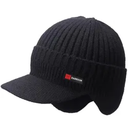 Warm winter knitted hat - with visor / ears protectionHats & Caps