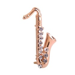 Gouden kristallen saxofoon - brocheBroches
