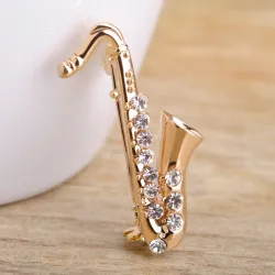 Saxophone cristal doré - broche