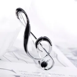 Musical note brooch - black enamelBrooches