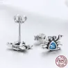 Oorbellen in de vorm van een krab - blauw kristal - 925 sterling zilverOorbellen