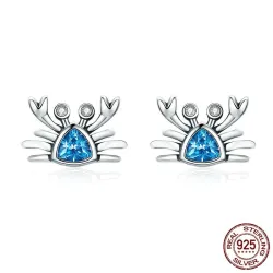 Oorbellen in de vorm van een krab - blauw kristal - 925 sterling zilverOorbellen