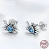 Oorbellen in de vorm van een krab - blauw kristal - 925 sterling zilverOorbellen