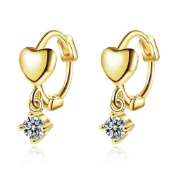 Boucles d'oreilles rondes élégantes - coeur / zircon