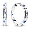 Boucles d'oreilles rondes - étoiles cristal / lune - argent 925