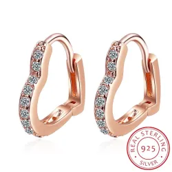 Elegante hartvormige oorbellen - met zirkoon - 925 sterling zilverOorbellen