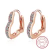 Elegant heart shaped earrings - with zircon - 925 sterling silverEarrings