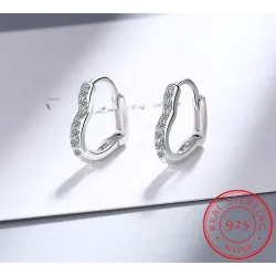 Elegante hartvormige oorbellen - met zirkoon - 925 sterling zilverOorbellen