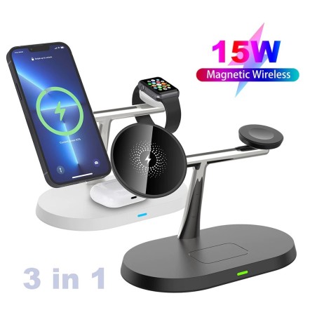 3 in 1 draadloze oplader - magnetische standaard - snel opladen - voor iPhone - iWatch - AirPods - 15WAccessoires