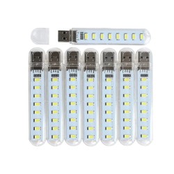 Bande lumineuse USB - mini lampe LED - éclairage de secours - 8 pièces