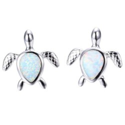 Zilveren schildpad oorbellen - kleurrijk opaalOorbellen